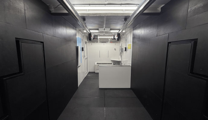 Mobile shooting range interior view